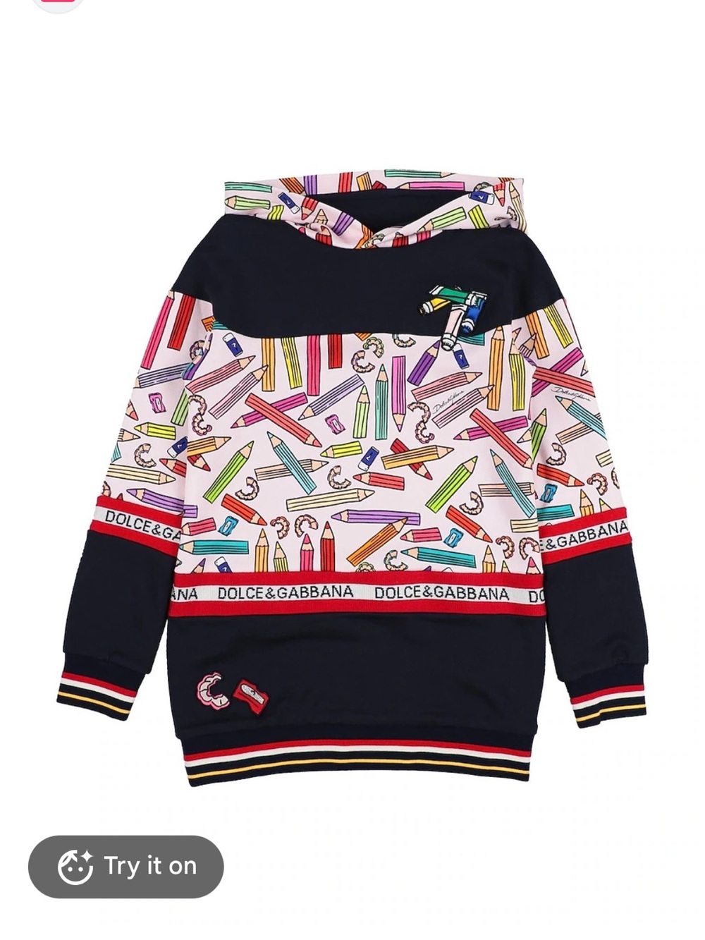 Dolce & Gabbana Hoodie or Dress with Multicolor Pencil Print